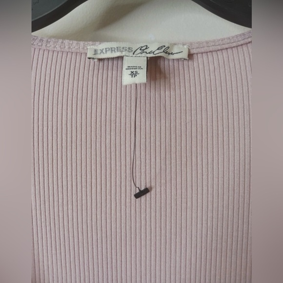 Express One Eleven Ribbed Wrap Tie Top XS Blush Pink Long Sleeve - Picture 10 of 11